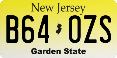 NJ license plate B64OZS