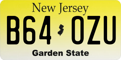 NJ license plate B64OZU