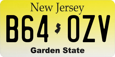 NJ license plate B64OZV