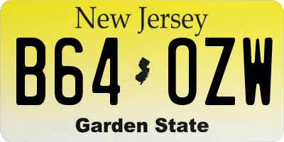 NJ license plate B64OZW