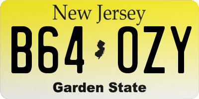 NJ license plate B64OZY