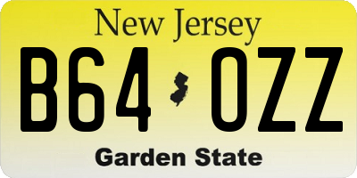 NJ license plate B64OZZ