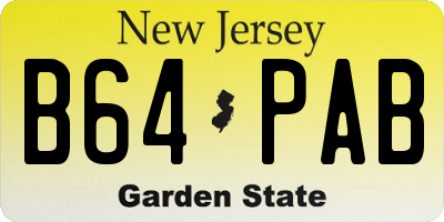 NJ license plate B64PAB
