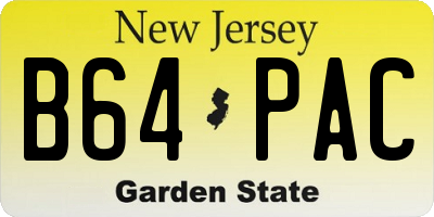 NJ license plate B64PAC