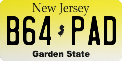 NJ license plate B64PAD
