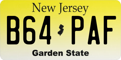 NJ license plate B64PAF