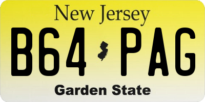 NJ license plate B64PAG