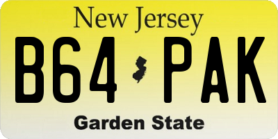 NJ license plate B64PAK