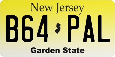 NJ license plate B64PAL