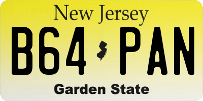 NJ license plate B64PAN