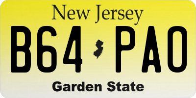 NJ license plate B64PAO