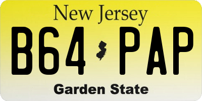 NJ license plate B64PAP