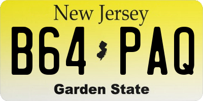 NJ license plate B64PAQ