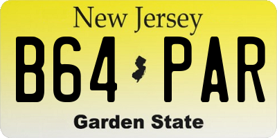 NJ license plate B64PAR