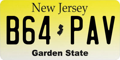 NJ license plate B64PAV