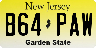 NJ license plate B64PAW