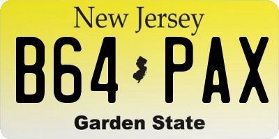 NJ license plate B64PAX
