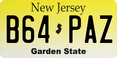 NJ license plate B64PAZ