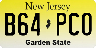 NJ license plate B64PCO