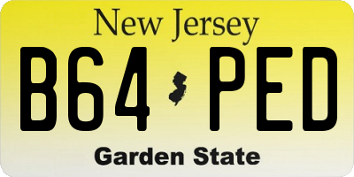 NJ license plate B64PED