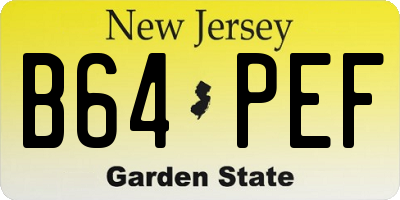 NJ license plate B64PEF