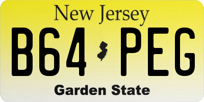 NJ license plate B64PEG