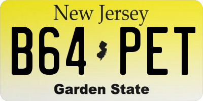 NJ license plate B64PET