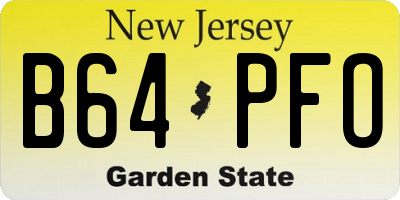 NJ license plate B64PFO