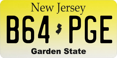 NJ license plate B64PGE