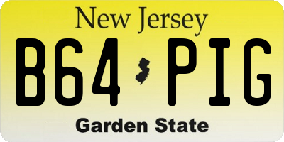NJ license plate B64PIG