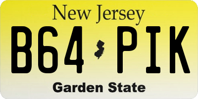 NJ license plate B64PIK