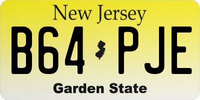 NJ license plate B64PJE