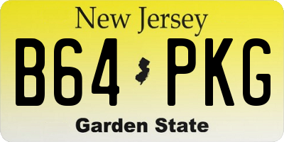 NJ license plate B64PKG