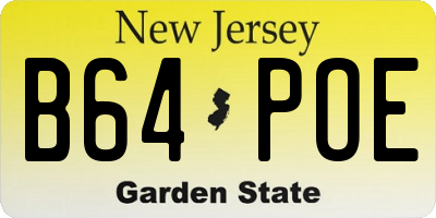 NJ license plate B64POE