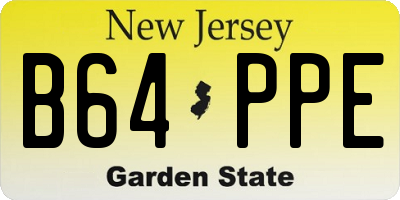 NJ license plate B64PPE
