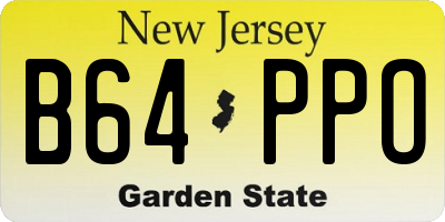 NJ license plate B64PPO