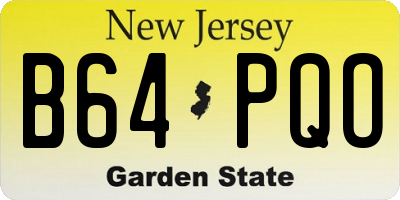 NJ license plate B64PQO