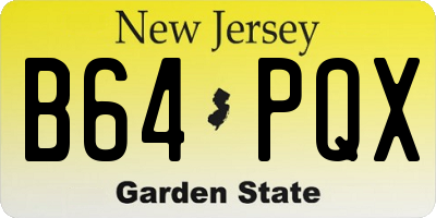 NJ license plate B64PQX