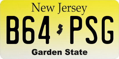 NJ license plate B64PSG