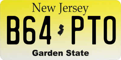 NJ license plate B64PTO
