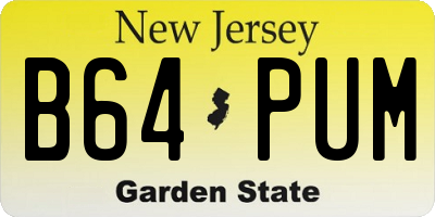 NJ license plate B64PUM