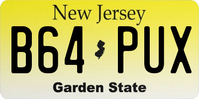 NJ license plate B64PUX