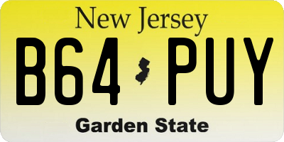 NJ license plate B64PUY