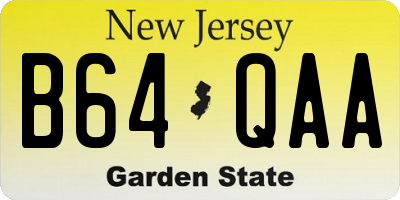 NJ license plate B64QAA