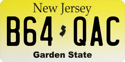 NJ license plate B64QAC