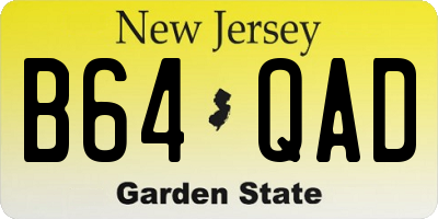 NJ license plate B64QAD