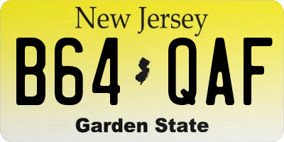 NJ license plate B64QAF