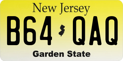 NJ license plate B64QAQ
