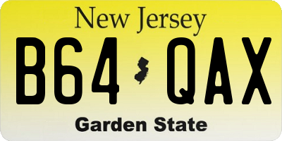 NJ license plate B64QAX