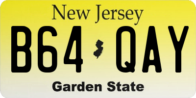 NJ license plate B64QAY